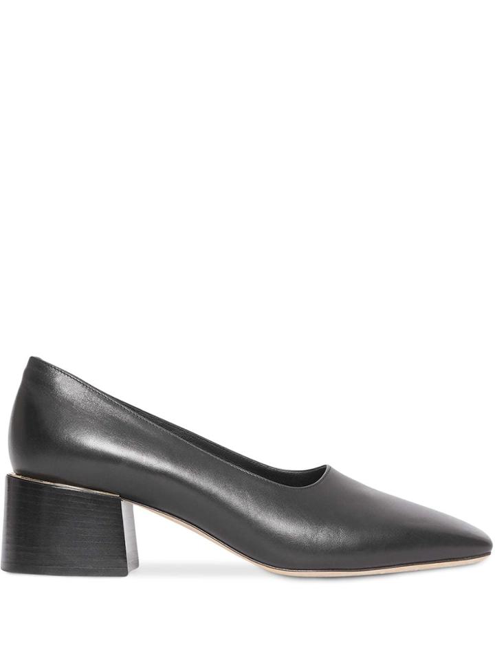 Burberry Gold-plated Detail Lambskin Block-heel Pumps - Black