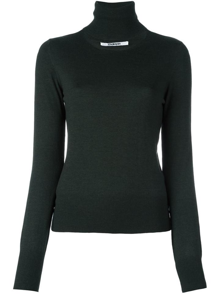 Chalayan Turtleneck Sweater, Women's, Size: 40, Green, Merino