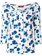 Max Mara Studio Floral Off Shoulder Top - Blue