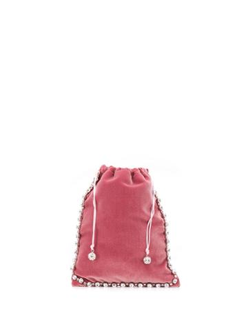 Ca & Lou Ballerina Embellished Drawstring Clutch - Pink