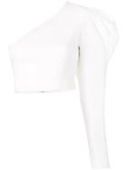 David Koma One Shoulder Gigot Cropped Blouse - White