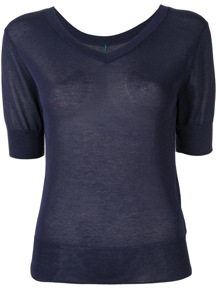Le Ciel Bleu Contrast Stitch Jumper - Blue