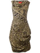 Vivienne Westwood - Lace Print Draped Dress - Women - Silk/viscose - 44, Brown, Silk/viscose