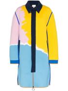 I-am-chen Colour-block Ribbed-knit Coat - Blue