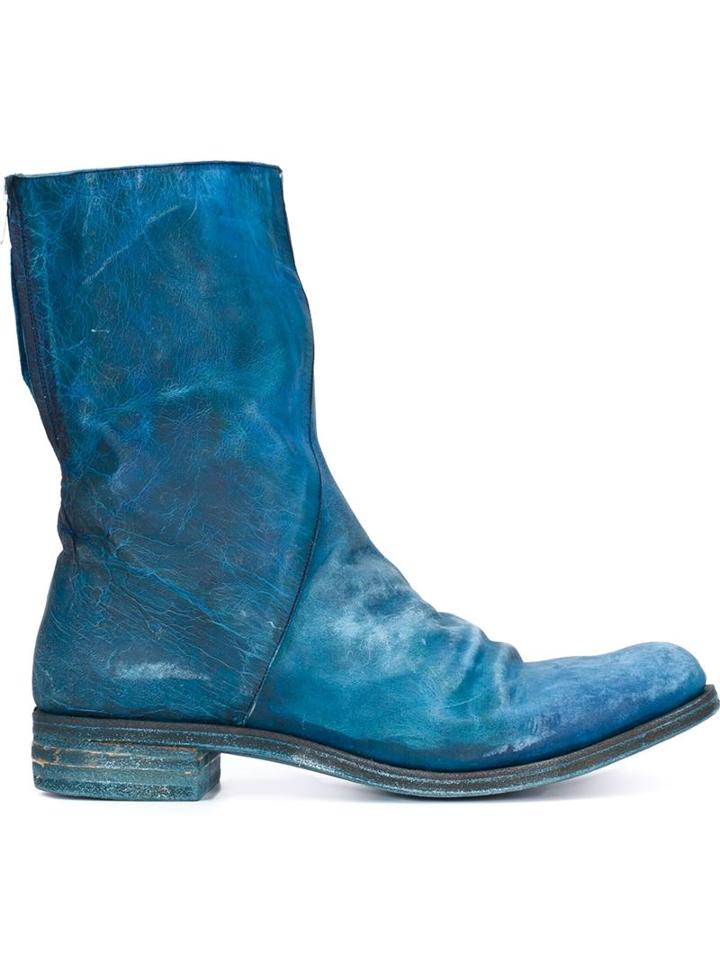A Diciannoveventitre Distressed Boots, Men's, Size: 40, Blue, Horse Leather/leather