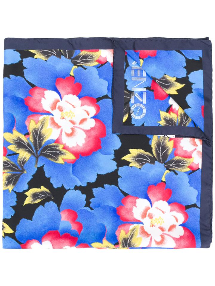 Kenzo Floral Printed Scarf - Blue