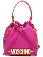 Moschino Letters Bucket Tote, Women's, Pink/purple, Polyester/leather