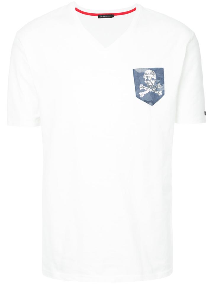 Loveless Camouflage Skull Print Pocket T-shirt - White