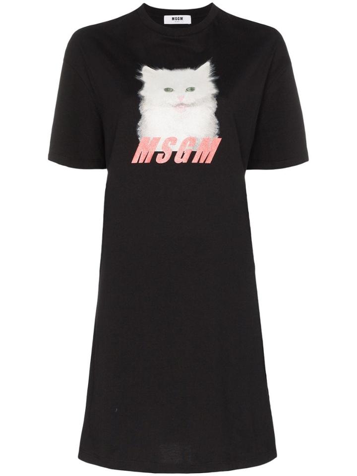 Msgm Mini Cat T-shirt Dress - Black