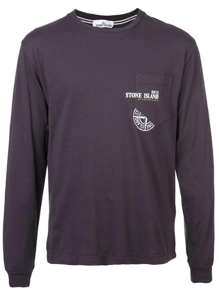 Stone Island Logo Long Sleeved Top - Grey