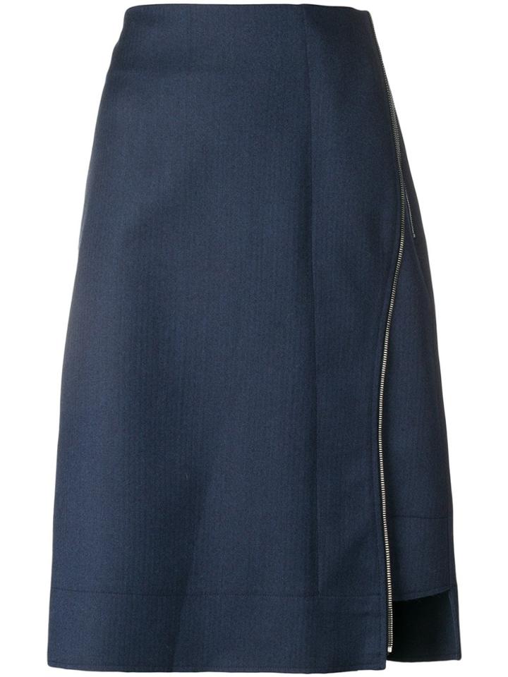 Cédric Charlier High-waist Zip Detailed Skirt - Blue