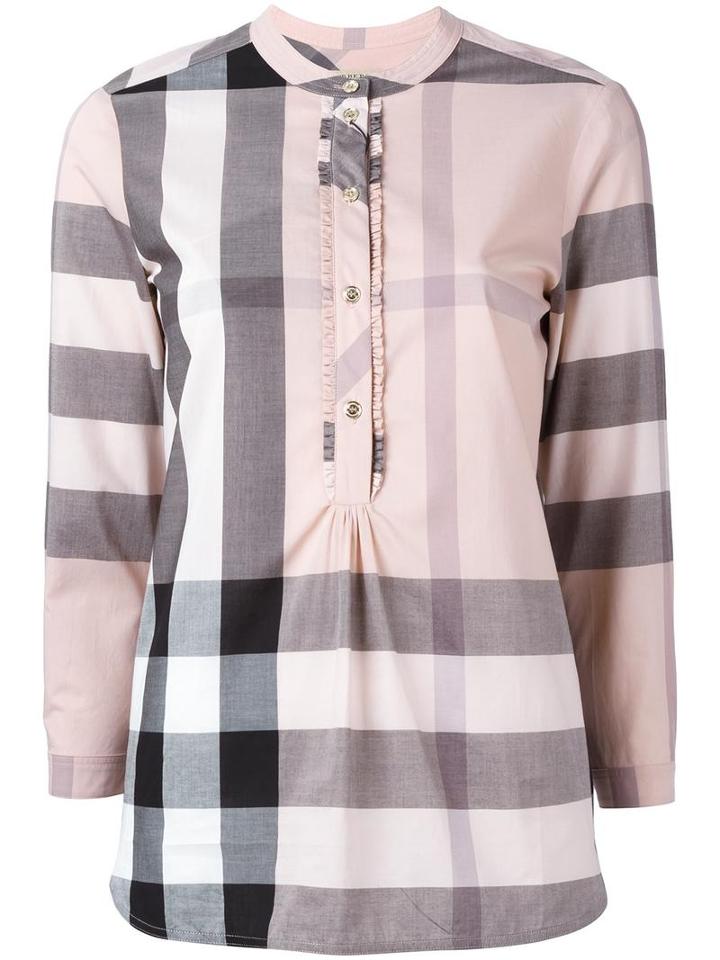 Burberry Front Placket Checked Shirt, Women's, Size: 6, Pink/purple, Cotton