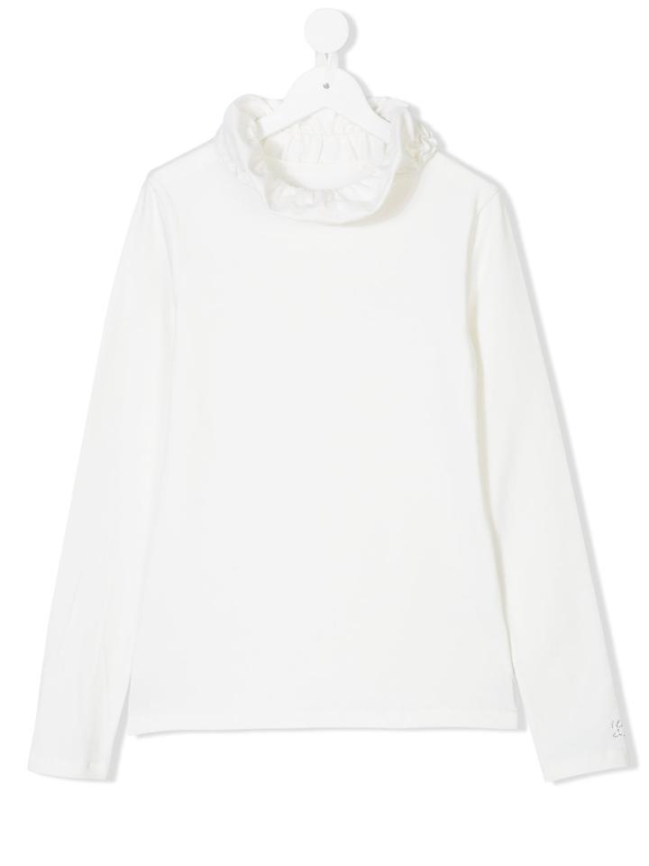 Lapin House Ruffled Neck Top - White