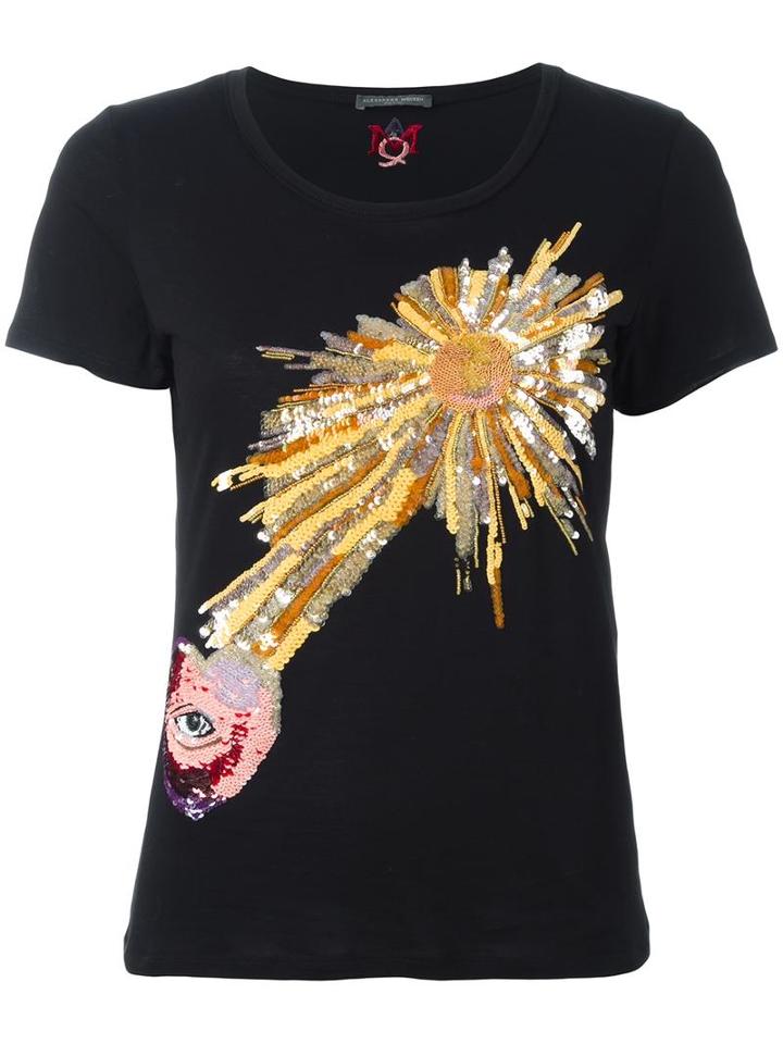 Alexander Mcqueen Sequinned T-shirt, Women's, Size: 40, Black, Cotton/plastic/metal/glass