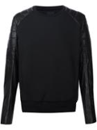 Juun.j Arms Contrast Sweatshirt, Men's, Size: 48, Black, Polyester/leather