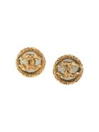 Chanel Pre-owned Embossed Cut-out Cc Earrings - Gold