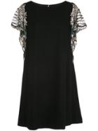 Aidan Mattox Contrasting Sleeve Shift Dress - Black