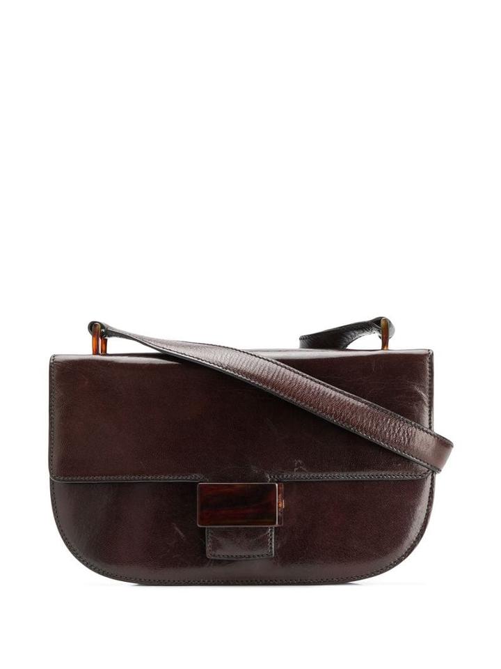 Prada Pre-owned Embellished Buckle Shoulder Bag - Brown