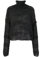 Isabel Benenato Roll-neck Sheer Sweater - Grey