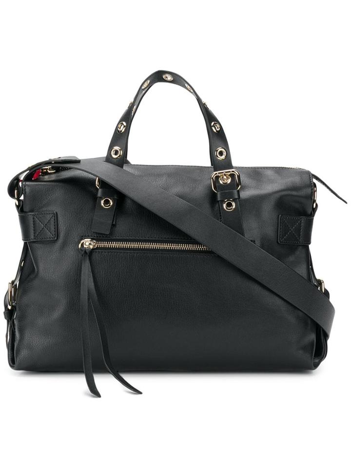 Red Valentino Logo Adjustable-handle Tote - Black