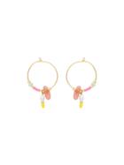 Anni Lu Beaded Pearl Hoop Earrings - Pink