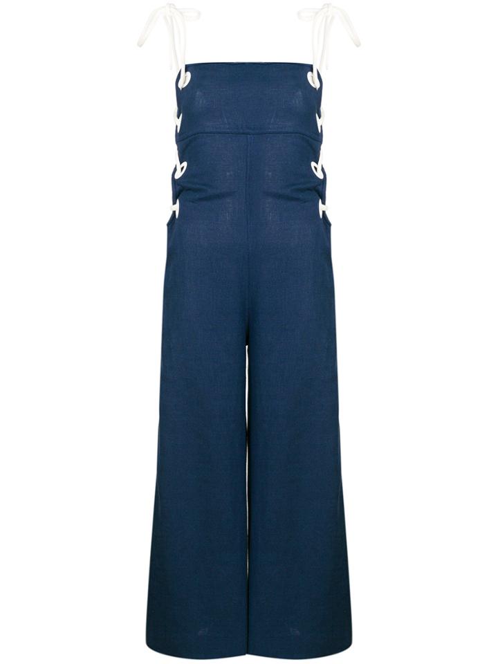 Staud Lace-up Jumpsuit - Blue