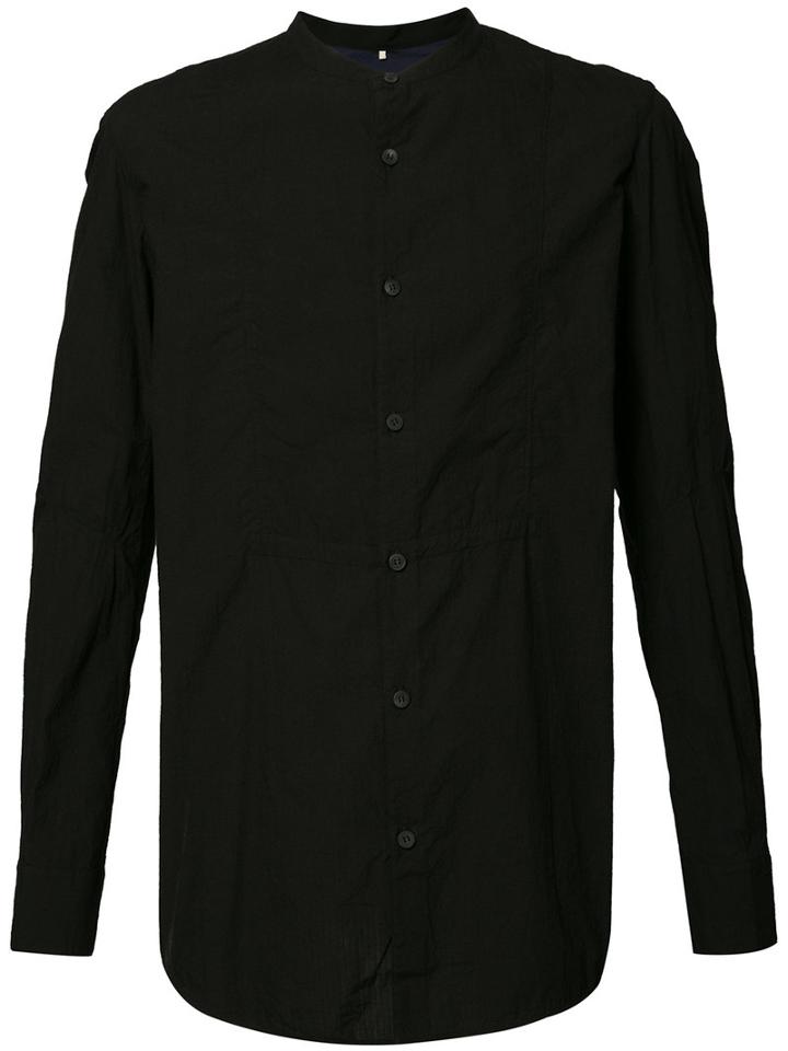 Ziggy Chen Band Collar Shirt, Men's, Size: 46, Black, Cotton