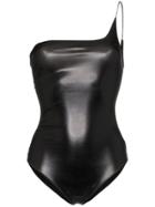 Oseree One Shoulder Latex Swimsuit - Black