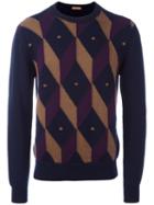 Etro Diamond Shaped Jumper, Men's, Size: Xl, Blue, Wool
