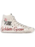 Golden Goose Deluxe Brand Distressed Francy Hi Top Sneakers - White