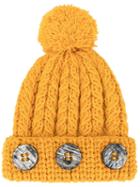 0711 Pompom Knit Beanie - Yellow
