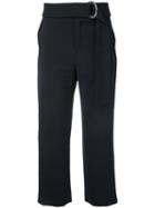 Le Ciel Bleu Cropped Belt Trousers, Women's, Size: 36, Black, Polyester/polyurethane