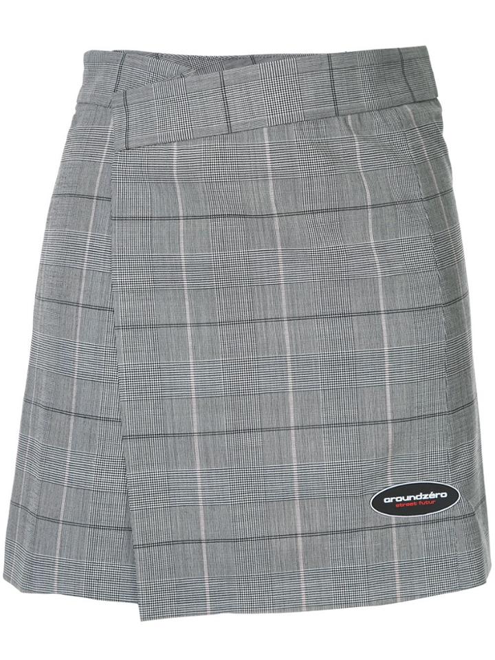 Ground Zero Checked Wrap Front Skirt - Grey