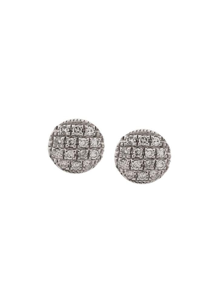 Dana Rebecca 14kt White Gold Lauren Joy Diamond Disc Earrings - Silver