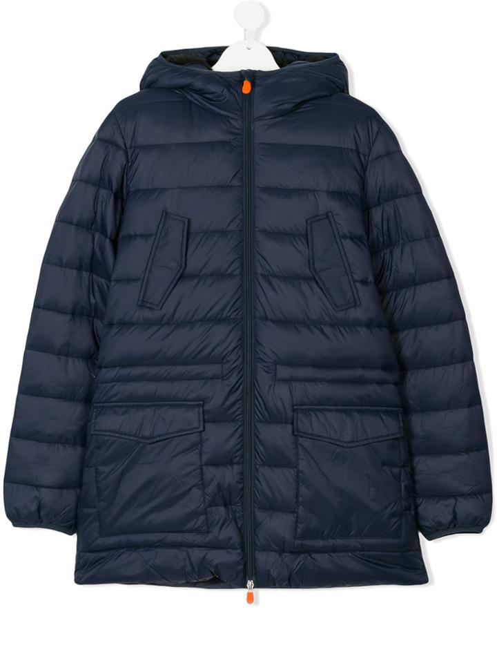 Save The Duck Kids Hooded Puffer Jacket - Blue