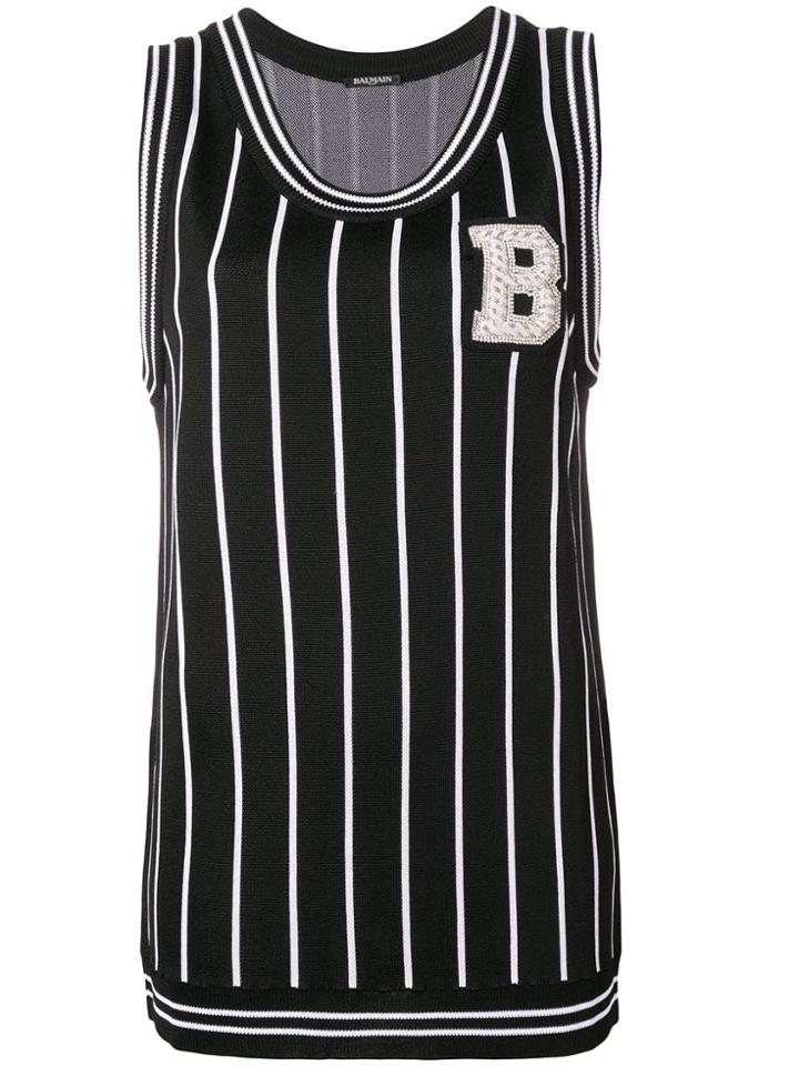Balmain Embellished B Tank Top - Black