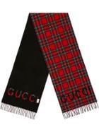 Gucci Tartan Print Logo Scarf - Red