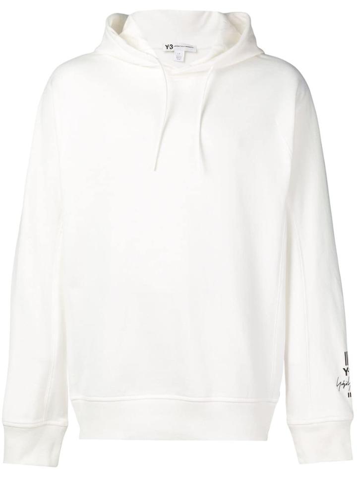 Y-3 Branded Hoodie - White