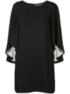 Halston Heritage - Ruffled Sleeves Mini Dress - Women - Polyester - 6, Black, Polyester