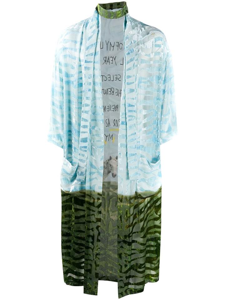 Triple Rrr Zebra-print Coat - Blue