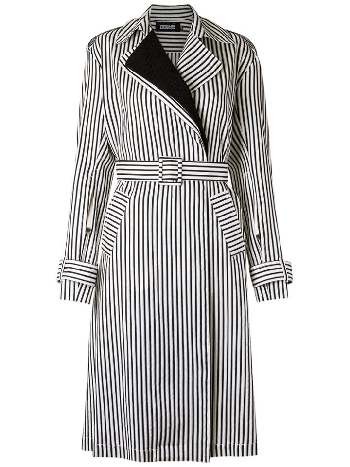 Reinaldo Lourenço Striped Trench Coat - White