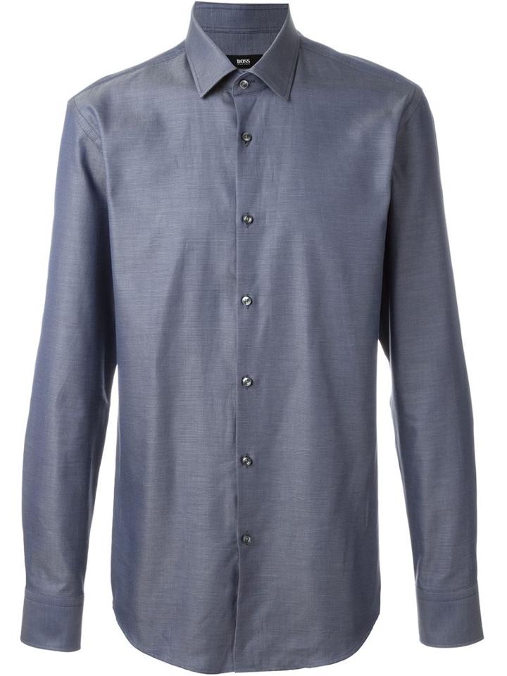 Boss Hugo Boss Classic Shirt, Men's, Size: 44, Blue, Cotton