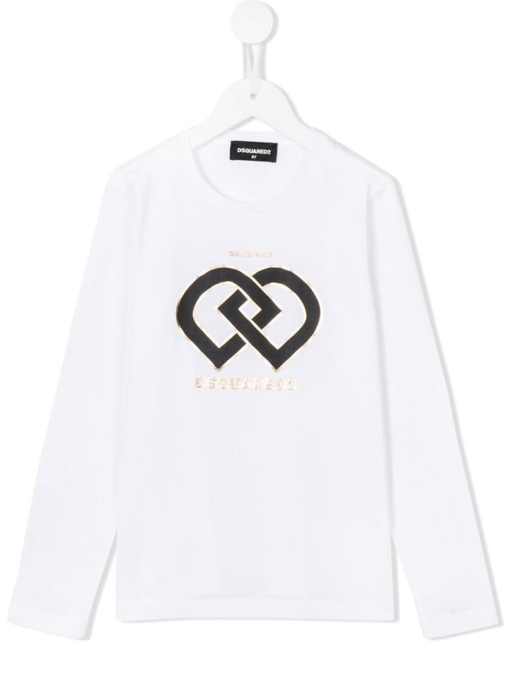 Dsquared2 Kids Geometric Logo Top, Girl's, Size: 12 Yrs, White