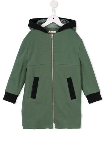 Marni Kids Hooded Wool Coat, Girl's, Size: 10 Yrs, Green