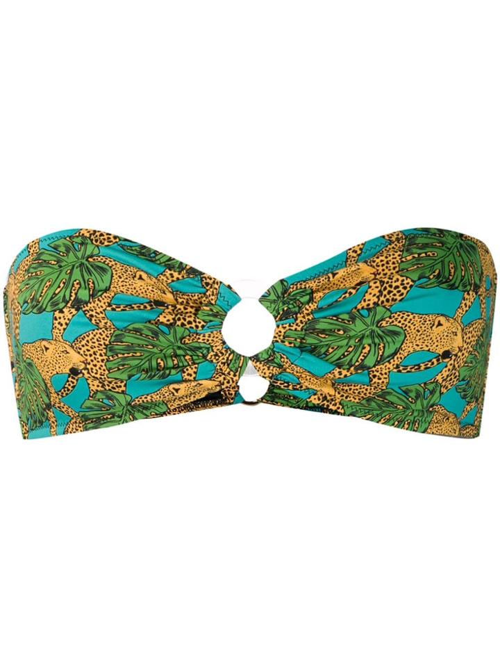 Reina Olga Jungle-print Bandeau Bikini Top - Green