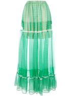Stella Mccartney Tiered Maxi Skirt, Women's, Size: 40, Green, Silk/polyester