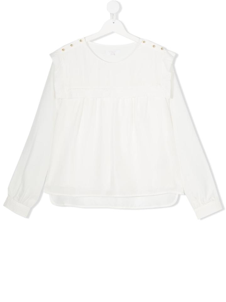 Chloé Yoke Bib Blouse - White