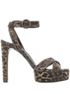 Casadei Leopard Heeled Sandals - Brown