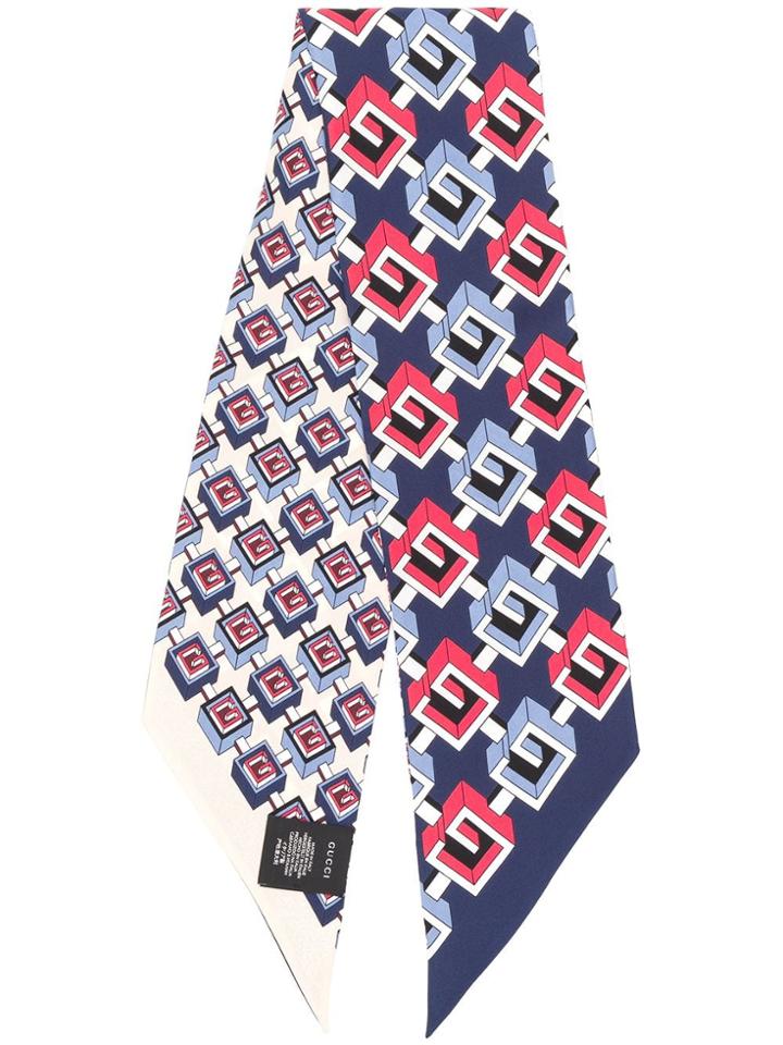 Gucci Geometric Logo Print Scarf - Blue