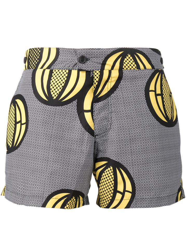 Okun Patrice Melon Print Swim Shorts - Black